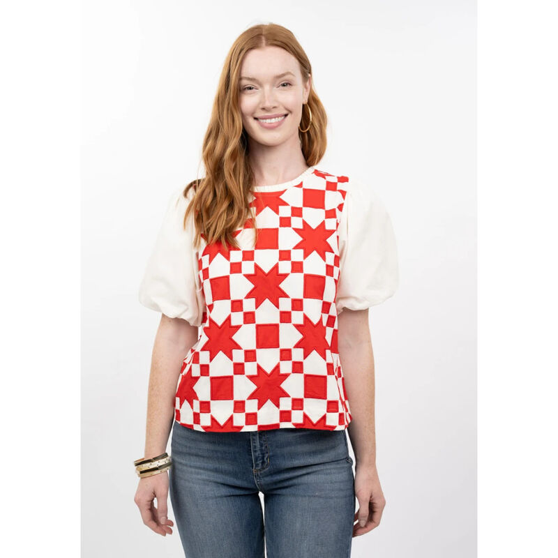 Ivy Jane Quilted Pouf Sleeve Top Womens image number 1