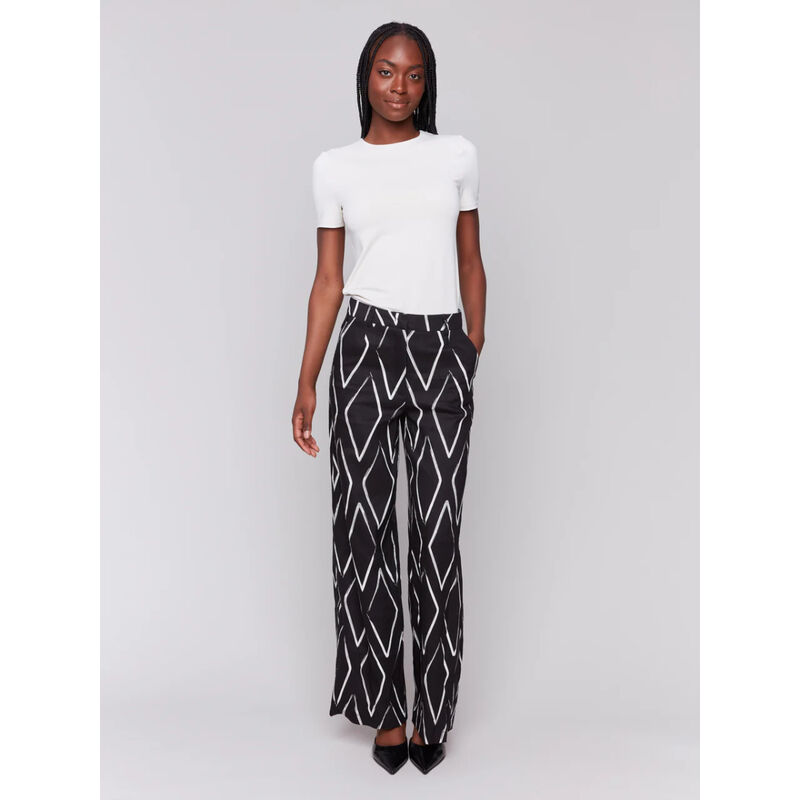 Charlie B Printed Linen Blend Pants Womens image number 0
