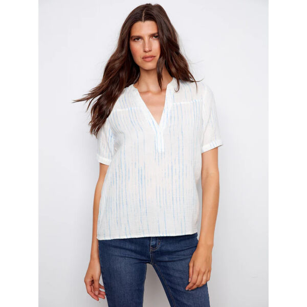 Charlie B Printed Bubble Cotton Blouse Womens