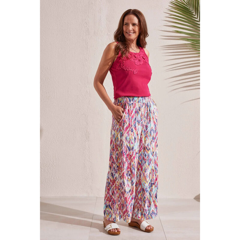 Tribal Printed Pull-On Ankle Pants Womens image number 0