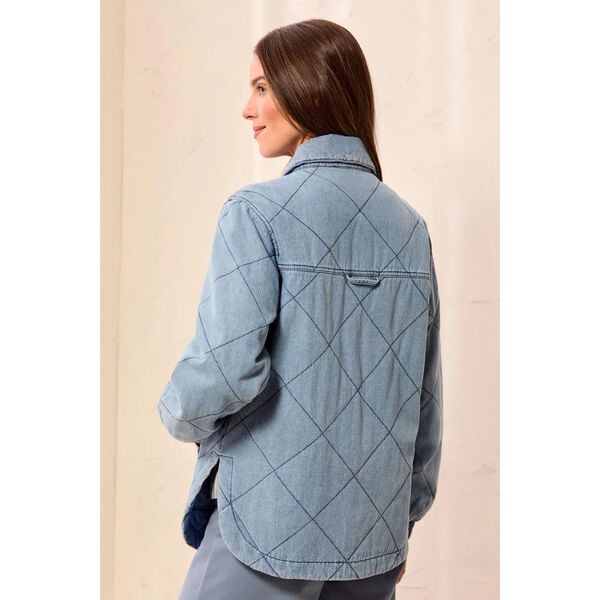 Tribal Quilted Snap Front Soft Denim Jacket Womens