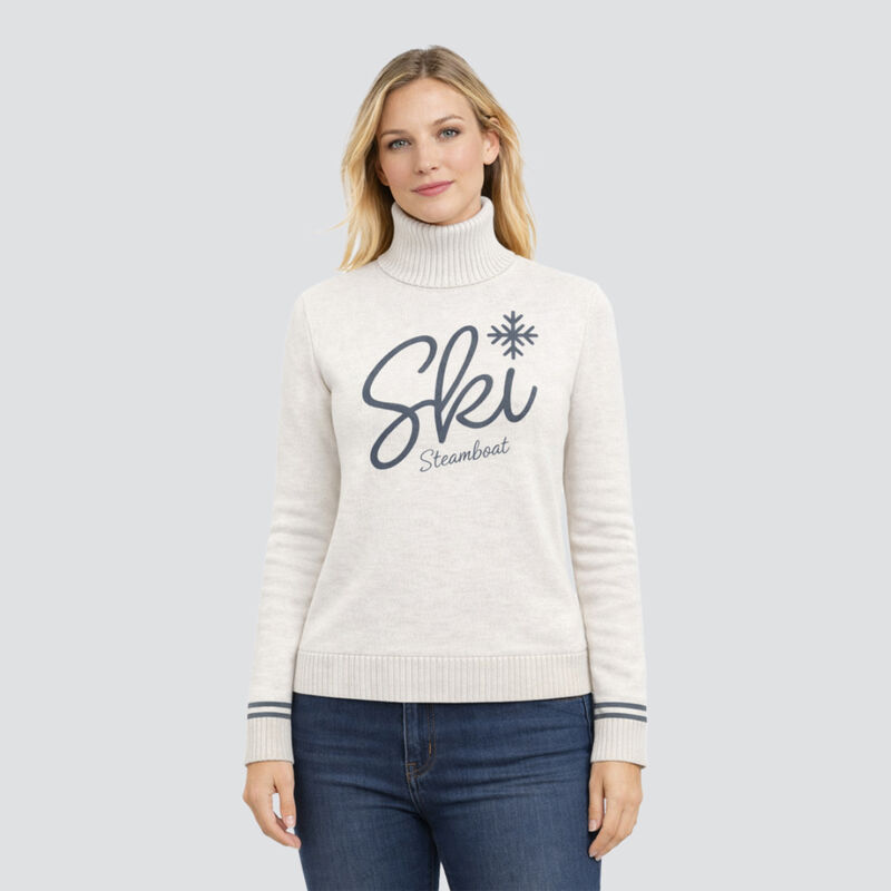MGG Ski Steamboat Snowflake Merino Sweater Womens - White + Grey image number 1
