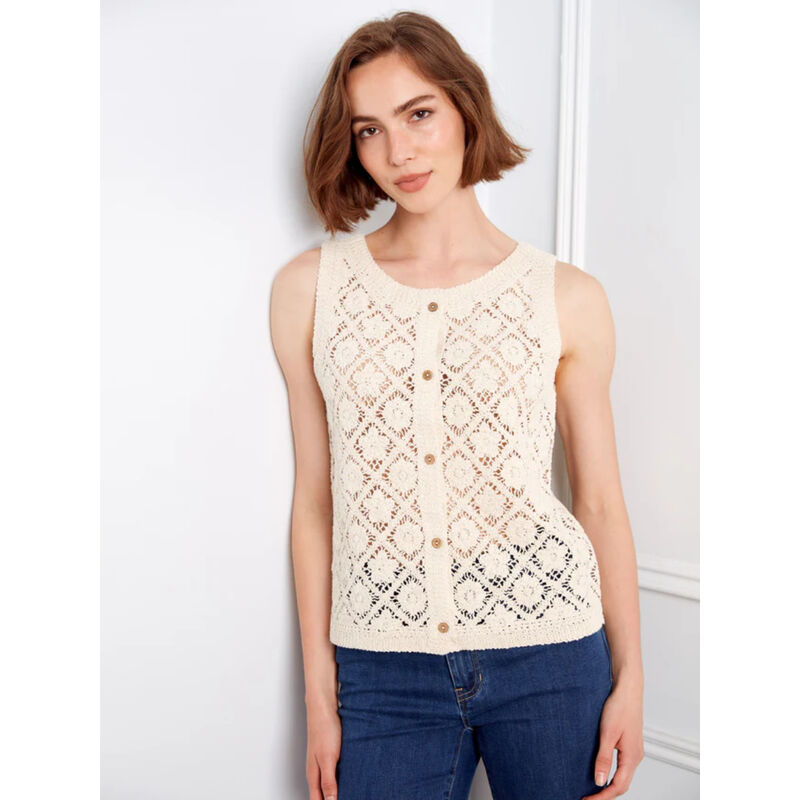 Charlie B Crochet Cotton Sleeveless Vest Womens image number 0