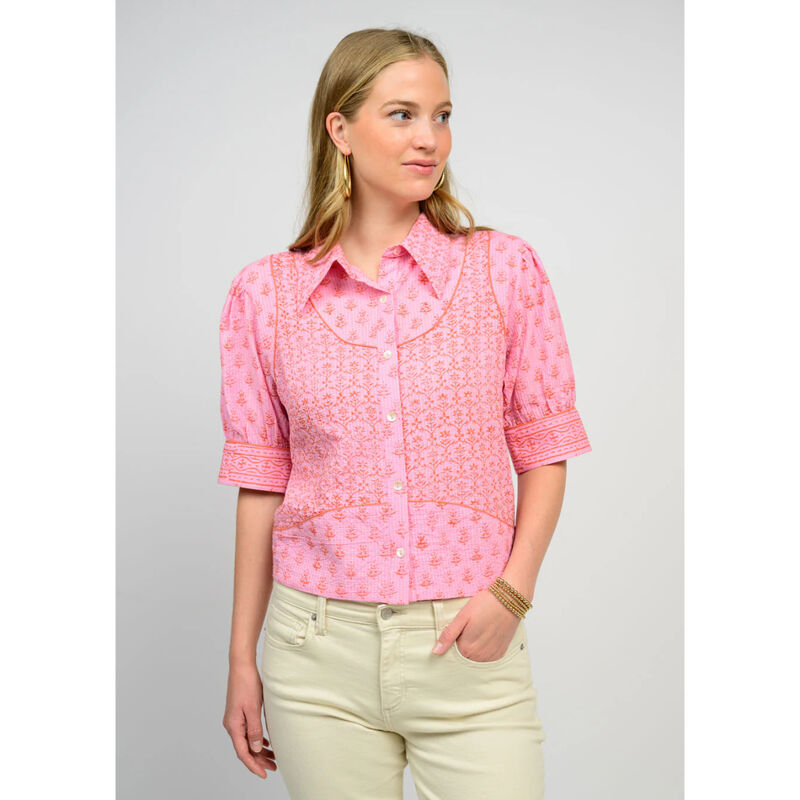 Ivy Jane Pink Kantha Stitched Shirt Womens image number 1