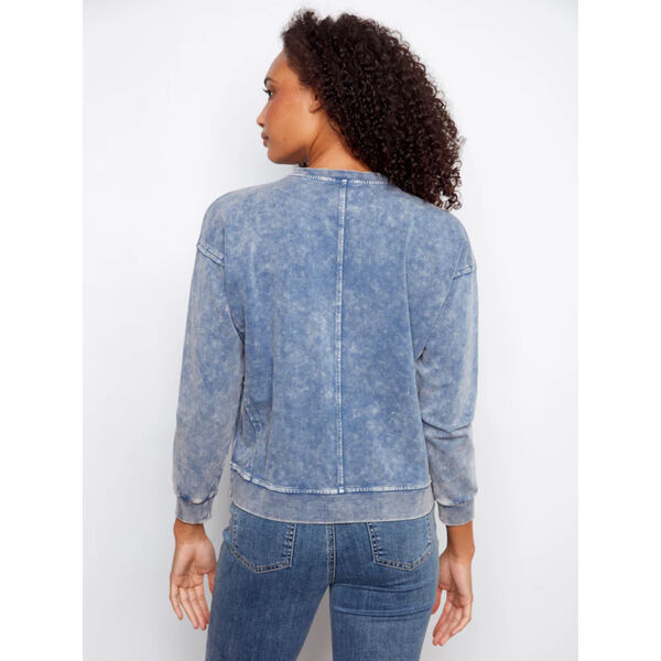 Charlie B Long Sleeve Top With Flower Appliqu&eacute; Womens