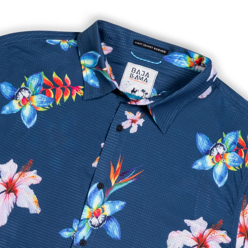 Baja Llama Flower Powers Short Sleeve Shirt Mens image number 1