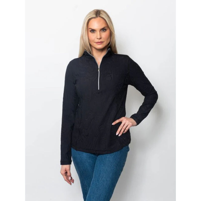Sno Skins Swirl Jacquard Quarter Zip Top Womens image number 0
