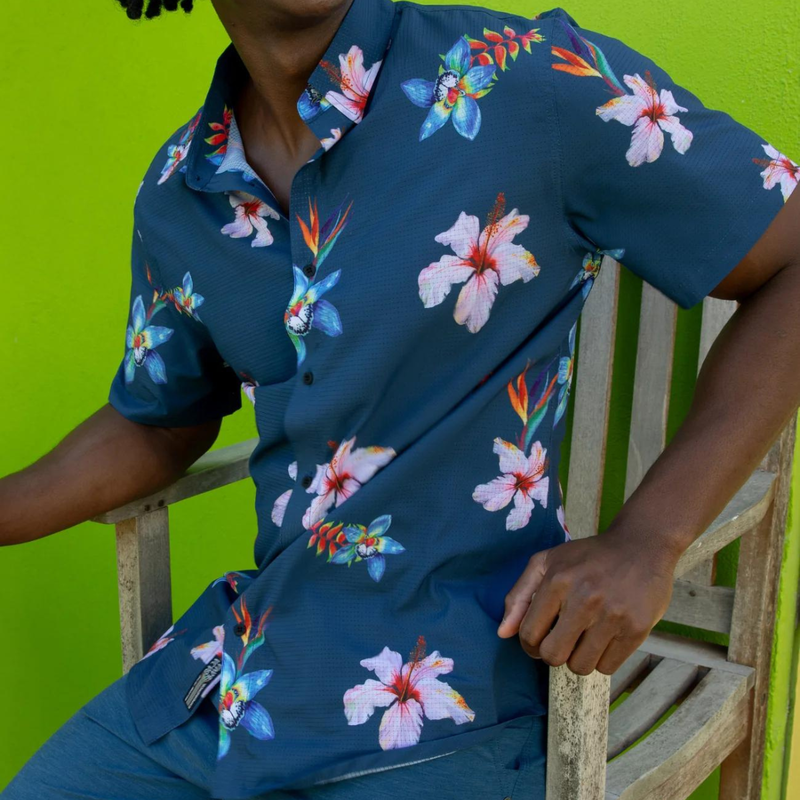 Baja Llama Flower Powers Short Sleeve Shirt Mens image number 2