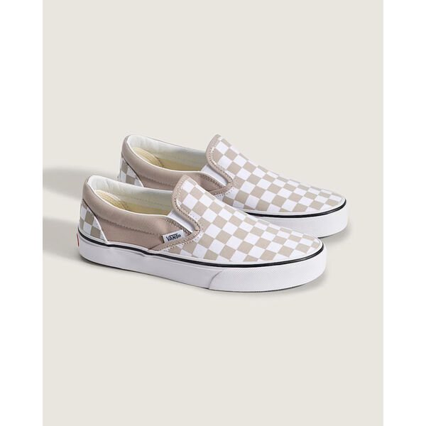 Vans Classic Slip-On Checkerboard Shoes Womens - Mushroom