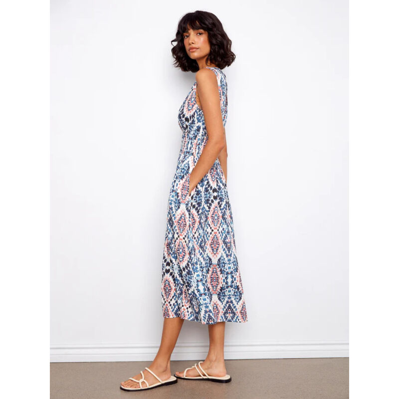 Charlie B Smocked Printed Viscose Dress Womens image number 1
